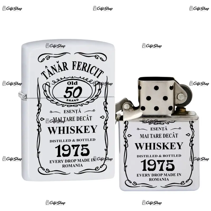 Tanar fericit 50, bricheta metalica gravata laser cu mesaj